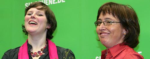 Die neuen Grünen-Landesvorsitzenden Marlene Löhr (l.) und Erika von Kalben