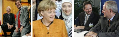 Islam-Kuschel-Politiker v.l.n.r.: Rüttgers, Laschet, Merkel, Schäuble (alle CDU)