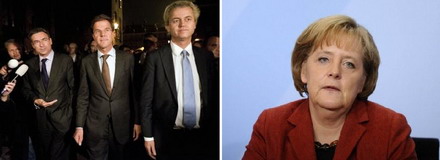 V.l.n.r.: Maxime Verhagen, Mark Rutte und Geert Wilders