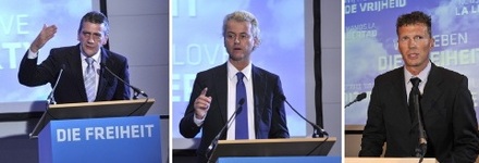 V.l.n.r.: René Stadtkewitz, Geert Wilders, Stefan Herre