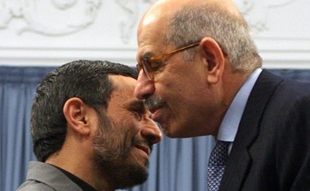 Irans Präsident Ahmadinedschad mit Mohammed El Baradei