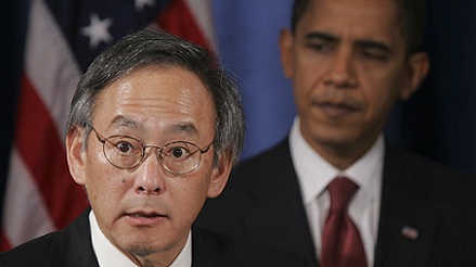 Präsident Obama und sein Energieminister Steven Chu (l.)