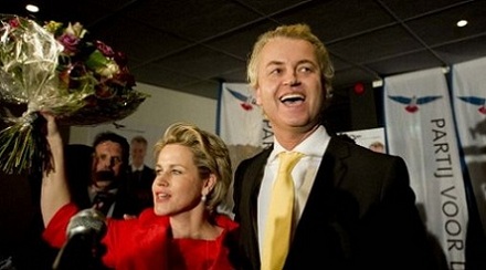 Geert Wilders mit Limburgs Spitzenkandidatin Laurence Stassen