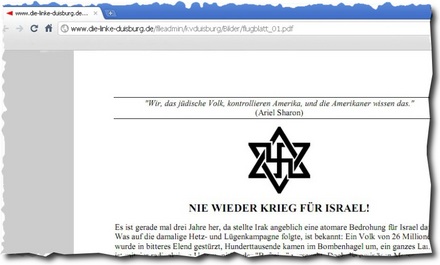 Screenshot des antisemitischen Flugblatts der Linkspartei