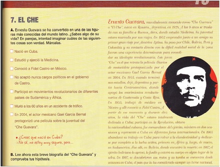 Porträt von Che Guevara im Lehr- und Arbeitsbuch Spanisch, AULA 1 internacional