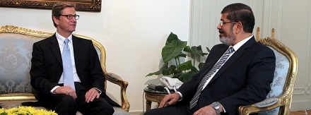 Egyptian President Morsi meets with German Foreign Minister Weste
