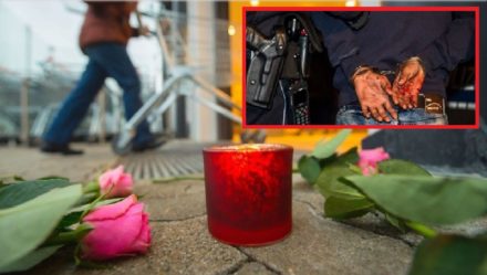 Blumen und Kerzen vor dem Tatort in Kandel (kleines Bild: Symbolfoto).