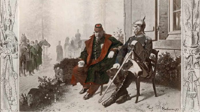 Napoleon III. und Bismarck am Morgen nach der Schlacht bei Sedan.