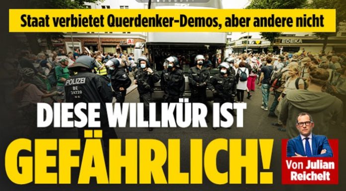 BILD-Aufmacher am Tag nach der verbotenen Querdenker-Demo und der Polizeigewalt gegen unbescholtene Bürger.