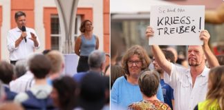 Wirtschaftsminister Robert Habeck (Grüne) ist bei einem „Bürgerdialog“ in Bayreuth am Donnerstagabend auf wütende Bürger getroffen. Sie pfiffen den Vizekanzler aus und beschimpften ihn als „Kriegstreiber“.