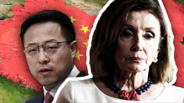 China hat die USA vor einer Taiwan-Reise von Nancy Pelosi (r.) gewarnt. „Wenn die US-Seite auf diesen Besuch besteht, wird China entschlossene und starke Maßnahmen ergreifen, um seine Souveränität und territoriale Integrität zu schützen“, sagte der Pekinger Außenamtssprecher Zhao Lijian (l.) am Montag.