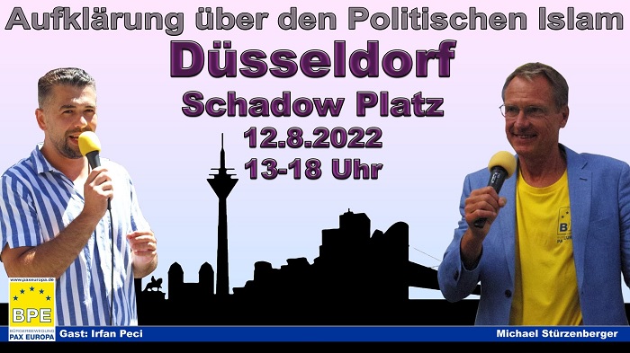 Heute 13 Uhr LIVE aus Düsseldorf: Islamaufklärung mit Stürzenberger & Peci