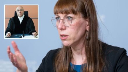 Der sächsischen Jutsizministerin Katja Meier (r.) ist ein Dorn im Auge, dass der frühere AfD-Bundestagsabgeordnete Jens Maier (l.) wieder als Richter in die sächsische Justiz zurückkehren darf.
