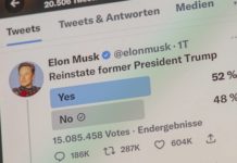 Twitter-Chef Elon Musk hatte über eine Rückkehr Trumps abstimmen lassen und 52 Prozent stimmten mit JA.