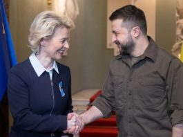 Zwielichtige Gestalten unter sich: EU-Kommissionspräsidentin Ursula von der Leyen will beschlagnahmte russische Vermögenswerte für den Wiederaufbau von Selenskyjs Ukraine nutzen. „Wir haben 300 Milliarden Euro an Rücklagen der russischen Zentralbank blockiert, und wir haben 19 Milliarden Euro von russischen Oligarchen eingefroren.“