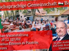 Pünktlich zum einjährigen Jubiläum macht am Jahresende der Vizepräsident des brandenburgischen Landtags, Andreas Galau, der "Deutschsprachigen Gemeinschaft am Balaton" seine Aufwartung.