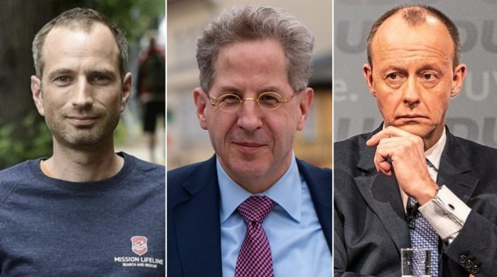 Werden womöglich am Ende die Streithähne Axel Steier (l.) und Hans-Georg Maaßen (Bildmitte) durch ihr Wortgefecht an Macht gewinnen und Friedrich Merz als klarer Verlierer vom Platz gehen?