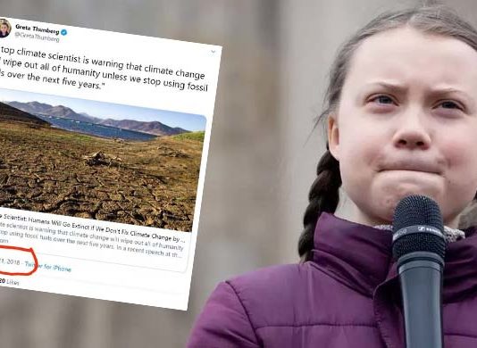 Greta Thunberg hat in einem Tweet vom 21.6.2018 den Untergang der Menschheit innerhalb von fünf Jahren vorhergesagt. Den Eintrag hat sie inzwischen still und heimlich gelöscht.
