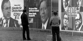 Da war die westdeutsche Welt noch in Ordnung: Wahlplakate der Parteien zur Bundestagswahl 1976, damals noch ohne die Grünen.