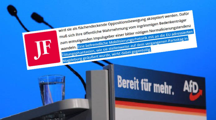 Konstantin Fechter kritisiert in der JF-Ausgabe 33/23 die Äußerung von Björn Höcke im Phoenix-Interview auf dem AfD-Parteitag in Magdeburg: „Diese EU muss sterben, damit das wahre Europa leben kann.“