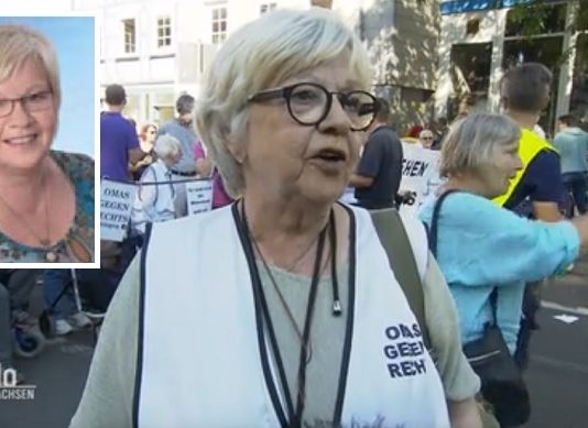 Richarda Danielczick als Leiterin des Christophorushaus, einer Behindertenhilfe, in Göttingen (kleines Fotos) und am Samstag als "Oma gegen Rechts"-Demonstrantin gegen einer Querdenken-Kundgebung in Göttingen.