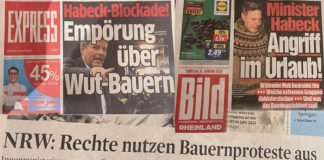 Die Zeitungen überschlagen sich in ihren Samstagausgaben geradezu mit Negativ-Schlagzeilen zu den Bauernprotesten gegen Robert Habeck am Donnerstag im schleswig-holsteinischen Schlüttsiel.