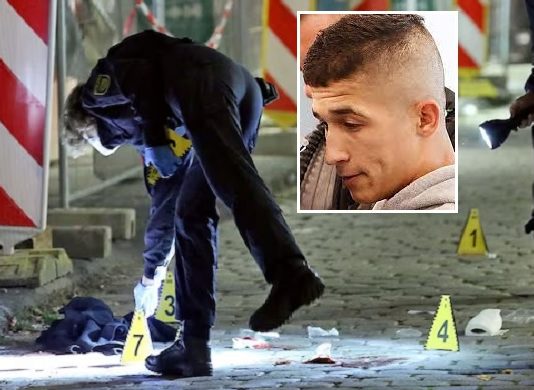 Der Tatort des Mordanschlags von Abdullah Al Haj Hasan (kl. Foto) in Dresden am 4. Oktober 2020.