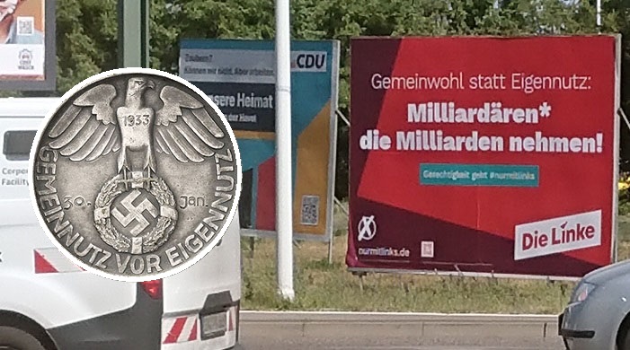 Brandenburg: Partei „Die Linke“ wirbt mit Nazi-Parole