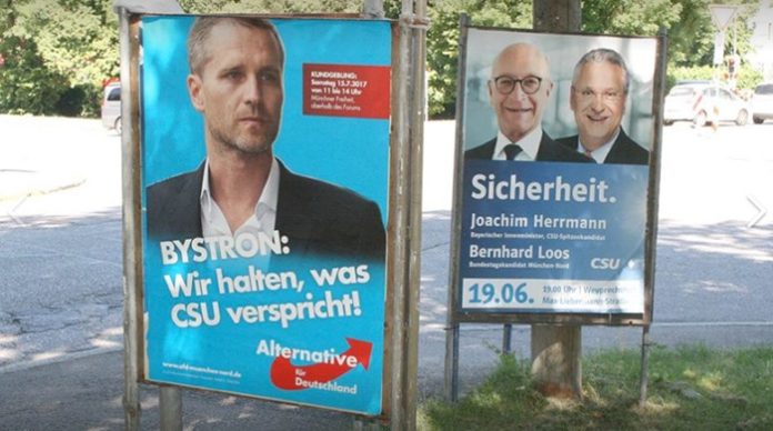 Intelligent platzierte Plakate von Bayerns AfD-Chef Bystron sorgen bei den Anhängern für Begeisterung.