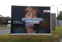 Schnappschuss eines CDU-Wahlplakates an der Bundesstraße 1 in Berlin (Lesereinsendung).