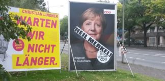 Merkel-Wahlplakat in Frankfurt/M.
