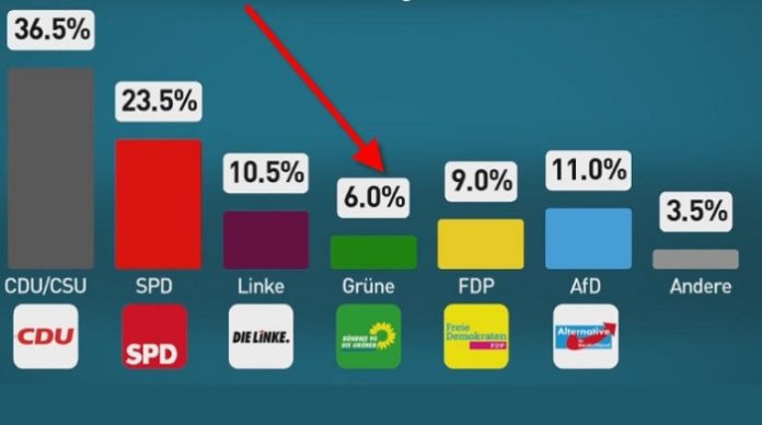 Für die Grünen könnte es laut aktueller INSA-Wahlumfrage am 24.9. knapp werden.