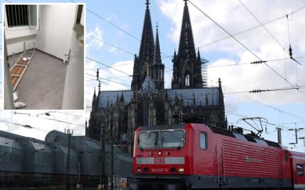 Zug in Köln (Symbolbild); kleines Bild: die verwüstetes Zelle am Polizeirevier.