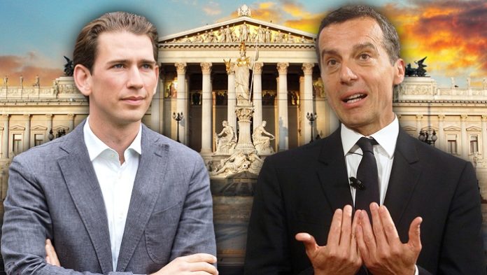 Hat nach dem Ösi-Gate nur noch schlechte Chancen bei der Nation alratswahl am 15. Oktober: Die SPÖ von Noch-Kanzler Christian Kern (SPÖ, r.) initiierte eine Schmutzkampagne gegen ÖVP-Chef Sebastian Kurz bei Facebook.