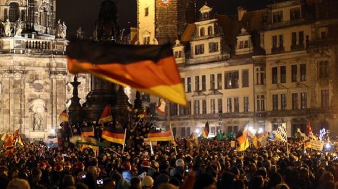 Pegida-Kundgebung in Dresden.